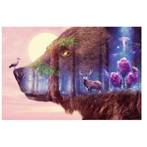 Fantasy Diamond Embroidery Kits DIY 5D Diamond Painting animal wolf deer moon forest Mosaic Picture Of Rhinestones crafts LG2195