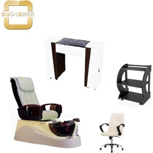 Doshower salon furniture package manicure table with luxury glass bowl pedicure spa chair for sale