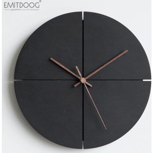 EMITDOOG 12inch Retro Wooden Wall Clock Farmhouse Decor, Black Non Ticking Wall Clocks Large Decorative Quartz Battery Operated