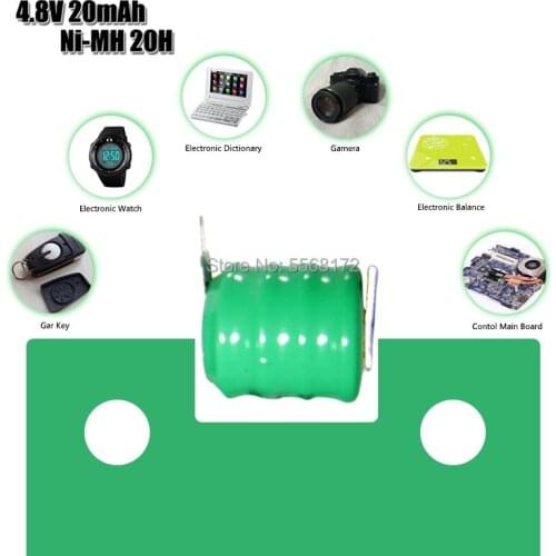 Ni-MH Button Rechargeable Battery 4.8V 20MAH For Car LED Torch Lenser 7575 or PLC Data backup power
