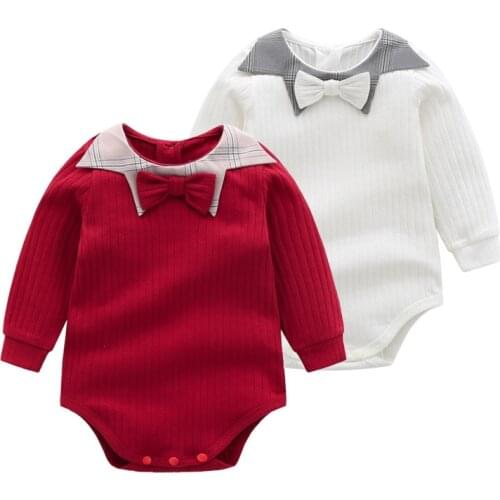 Spring and summer new boys bow-knot one-piece romper infant outing clothes baby romper
