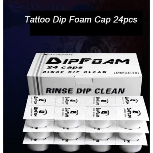 Sterile Disposable Tattoo Dip Cap Foam Cleaning Sponge for Tattoo Needles Tips 24 pcs/box