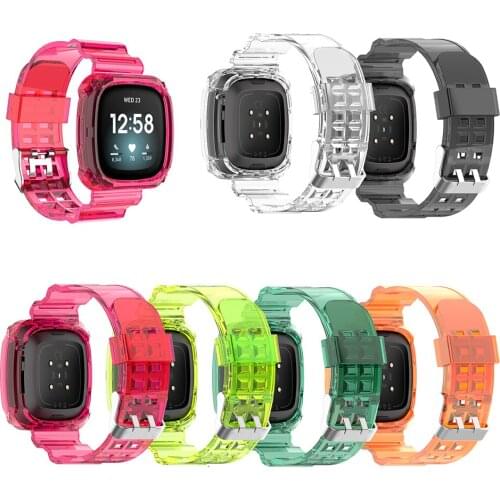 Clear Watch Band Strap For Fitbit Versa 3 Bezel Frame Colorful Bracelet tpu Watchband For Fitbit Sense Smart watch Accessories