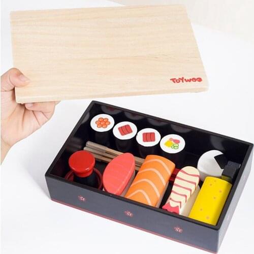Realistic Food Sushi Selection Sushi Wooden Play Set Reusable Sushi Kitchen Toys