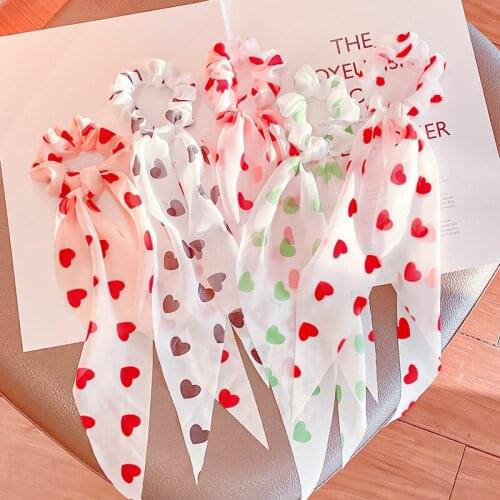 Women Small floral Smooth Satin Knot Scrunchie Hair Bands Sweet Ponytail Holder Headband Rubber Bands Fashion Hair Accessories