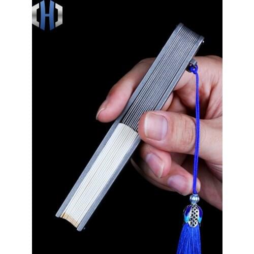 Titanium Alloy Folding Fan Four / Five / Six Inch Metal Iron Kung Fu Steel Bone Martial Arts Tai Chi EDC Self-defense
