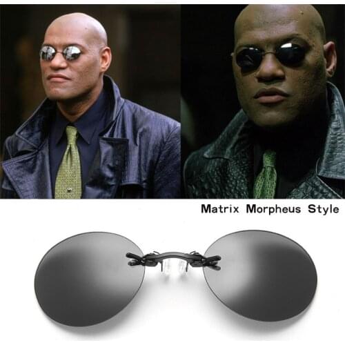 Cosplay The Matrix Morpheus Mini Small Cool Round Rimsless Sunglasses Clamp Nose Sun Glasses Men Vintage No Legs Lunette