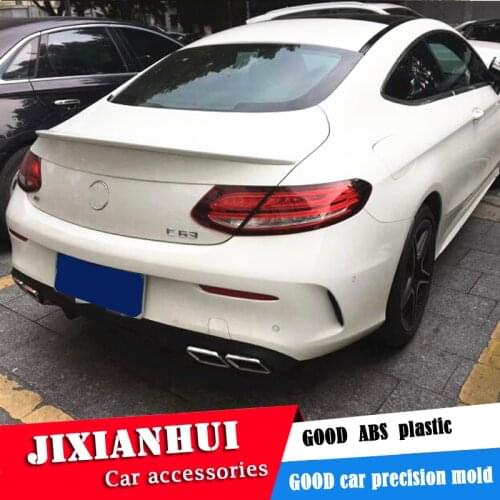 For W205 Coupe Spoiler 2015-2018 Mercedes-Benz W205 C-class Coupe Spoiler ABS plastic Material Car Rear Wing Color Rear Spoiler