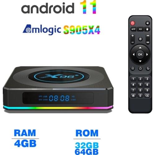Amlogic S905X4 8K TV BOX Android 11 X96 X4 AV1 2.4G/5G WIFI RAM 4GB MEDIA PLAYER