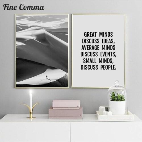 Great Minds Positive Life Quotes Poster Canvas Painting Print Wall Art Posters and Prints Black White Nordic Scandinavian Decor