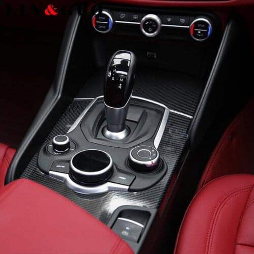 Car Interior Central Control Gear Shift Panel 5 D Carbon fiber Cover Trim for Alfa romeo Giulia Car styling