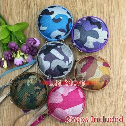 High Quality Zipper Camouflage Storage Cable Bag + Strap Carrying Hard Hold Case For Earphone Box Headphone Earbuds Card Bag