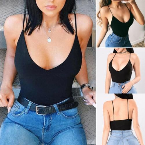 Women Sexy Fashion Crop Top Camis Girls Summer Sleeveless Solid Deep V Neck Slim Skinny Beach Holiday Club Casual Vest Tank Tops