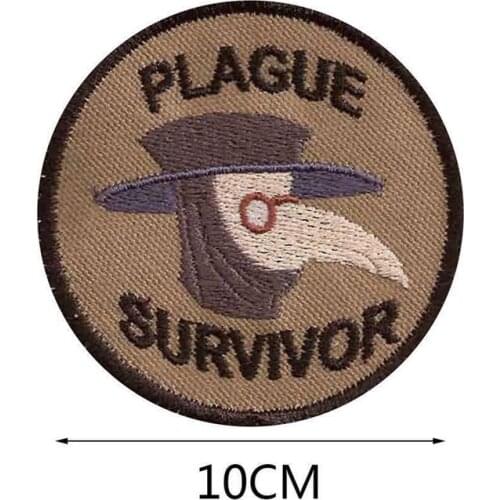 Plague Survivor Geek Merit Badge Patch Embroidered Patches For T-shirts Striped Ironing Applique Clothes Clothing Stickers
