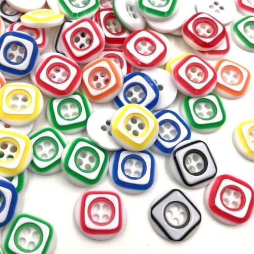 100pcs 13mm Mixed 4 Holes Round Plastic Buttons Craft Sewing DIY PH144