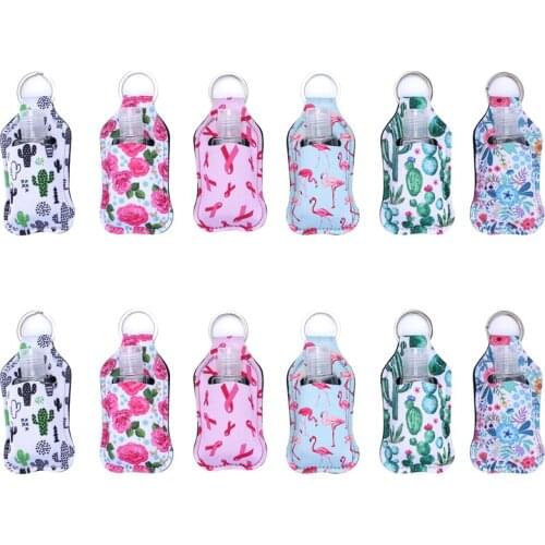 12pc 30ml Hand Sanitizer Flip Cap Bottle Keychain Holder Liquid Containers Lid Reusable Bottles Keychain Home Travel Accessories