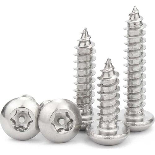 20pcs M2.9 M3.5 M3.9 M4.2 M4.8 304 A2-70 Stainless Steel Six Lobe Tamper Proof Torx Pan Round Head &Pin Self-tapping Wood Screws