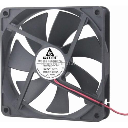 20PCS LOT Gdstime DC 12V 2Pin 140mm Ball Bearing 14025 14cm Computer Case Cooler Cooling Fans