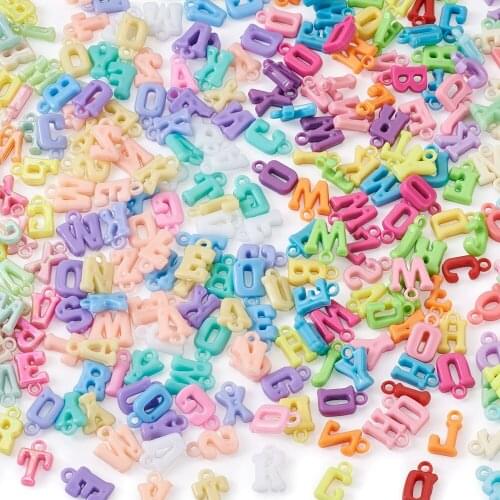 240g/set Opaque Acrylic Pendants Charms Mixed Color Alphabet Charm Pendants for Bracelet Necklace ​Making