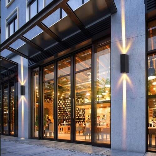 6W Indoor Outdoor Waterproof Wall Lamp Aluminum Black/Silver Up Down Wall Light Garden Porch Wall Lighting Wall Light Fixture