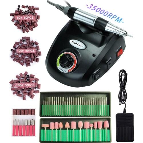 Nail Drill Machine 35000RPM Pro Manicure Machine Apparatus For Manicure Pedicure Kit Electric Nail File With Cutter Nail Tool