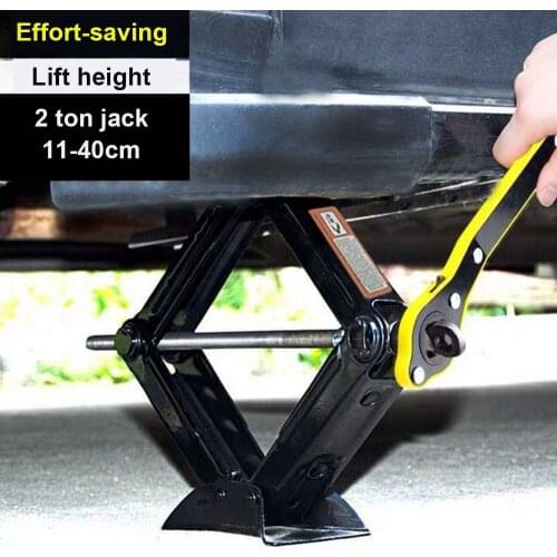 Car Jack Foldable Hand-operated 2 Tons Horizontal Type Lifter Stand Anti-Slip Heavy Carbon Steel Auto Lift Support Repair Tool