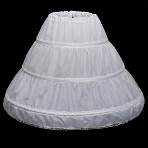 White Children Petticoat 2018 A-line 3 Hoops Kids Crinoline Bridal Underskirt Wedding Accessories For Flower Girl Dress