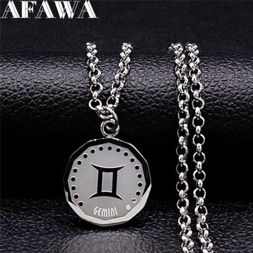 2021 Stainless Steel Astrology Gemini Chains Necklace Silver Color Small Necklace Jewelry collana personalizzata NXS02