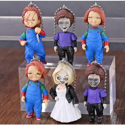 Childs Play Bride of Chucky Tiffany Mini PVC Figures Toys Pendants Keyrings 6pcs/set