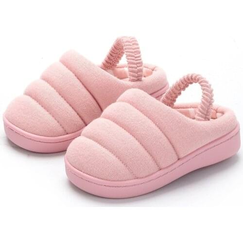 ULKNN Kids Home Slippers Winter 2021 Candy Color ChildrenS Cotton Indoor Shoes For Baby Boys Girls First Walkers Non-Slip