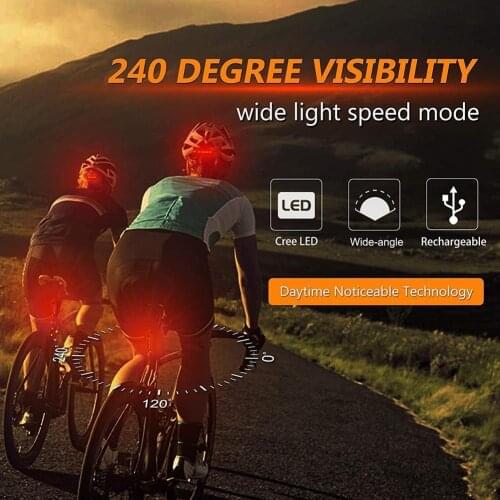 Red White USB Rechargeable Bicycle 4 Modes LED Front Rear Tail Light Lamp Outdoor Sports Bike Warning Light Cycling Accessories