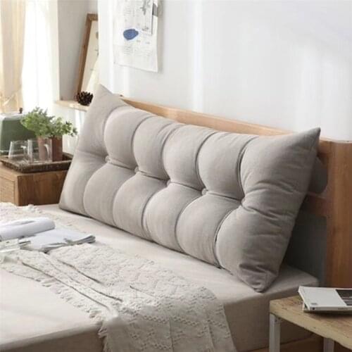 Cotton linen solid color twin queen king full size long reading pillow cushion backrest large waist pillow for bed sofa tatami