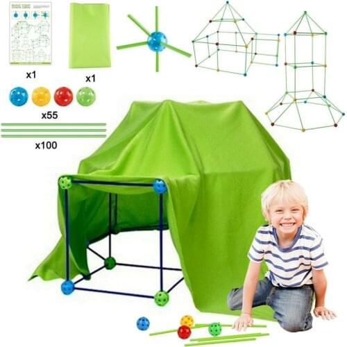 Construction Fort Building Castles Tunnels Tents 3D Magination Cultivation Play House Assemble Toys Build Your Own Den Kid Gift
