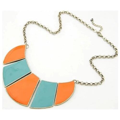 Hot Selling Fashion European Style Luxury Fashion Polygon Retro Enamel Pendant Necklace Retro Ladies Colorful Necklace