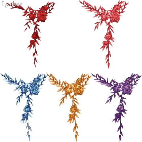 Lychee Life Chinese Style Leaf Flower Lace Neckline Collar Lace Trim Applique For Clothes Fabric Apparel Sewing On Home Textiles