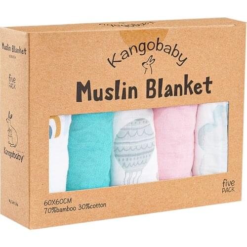 Kangobaby #My Soft Life# 60x60 All Season Multifunctional Baby Bib 5pcs Pack Newborn Brup Cloth Set