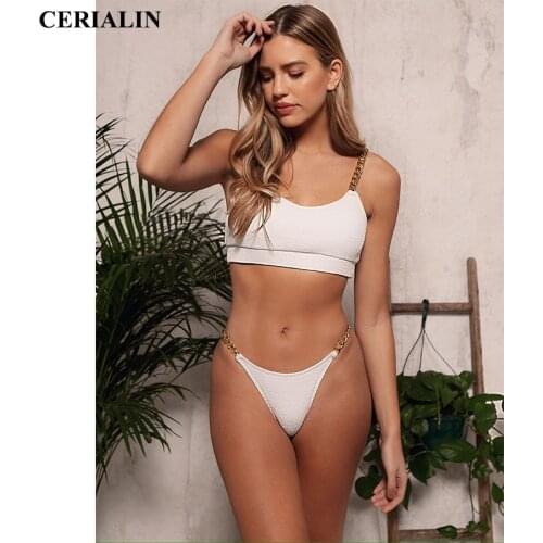 Fashion Sexy Sport Style Swimsuit Explosions Bikini Split Swimming Suit Low Waist Chain Swimsuit High Quality Swimwear Beachwear