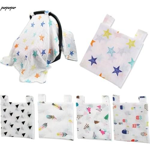 Muslin Nursing Cover Soft Breathable Baby Basket Cover Anti-mosquito Double-Layer Newborn Windproof Car Seat Shading Mat