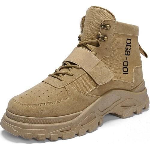 2021 High-top Men Boots Autumn New Breathable Ankle Boots Male Lace Up Slip Booties Desert Casual Tooling Boots Men Shoes 39-44