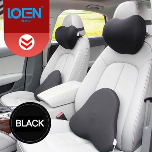 LOEN 1Set Soft Car Neck Pillow 3D Auto Seat Back Lumbar Support For 4 Seasons Space Memory Foam Fabric Black Headrest Pillow