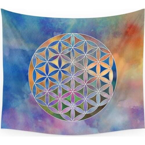 The Flower of Life In The Sky Wall Hanging Tapestry Blanket Fancy Rectangle Tapestries Wall Hanging Home Bedroom Decors Blankets