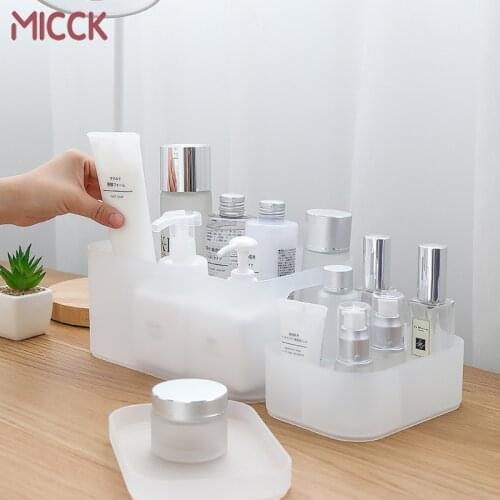 MICCK Desktop Makeup Organizer Cosmetics Storage Box Plastic Home Office Jewelry Storage Container Cosmetic Organizer Case