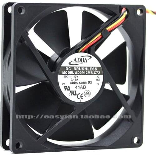 NEW ADDA AD0912MB-C72 Double Ball bearing 12V 0.16A 9CM 9020 cooling fan