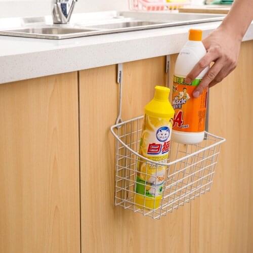 New Iron Kitchen Cabinet Hanging Storage Basket Spice Rack Sundries Holder Storage Shelf Door Hanger Kitchen Organizer