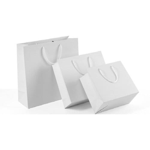 New White Kraft Gift Bags with Handles Multi-function Paper Bags Recyclable Environmental Protection Bag Shopping Clothes Bags