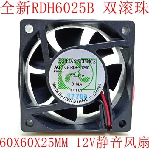 New RDH6025B 12V 0.14A power supply chassis fan mute double ball 6CM cooling fan