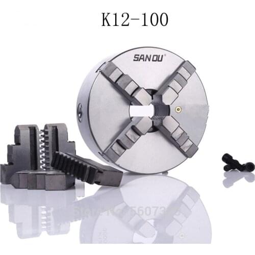 K12-100 Lathe Chuck 100mm 4 Jaw Self-centering Chuck Hardened Reversible Tool