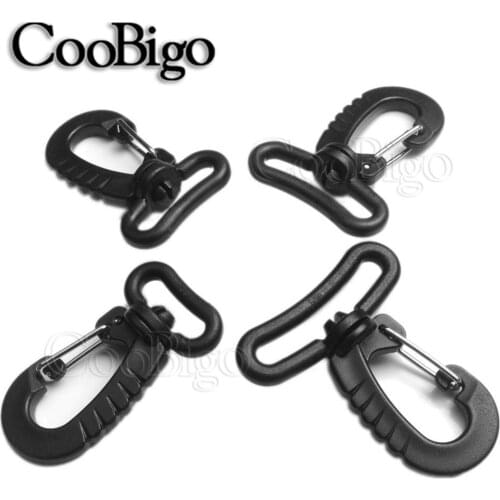 5pcs Plastic Swivel Snap 20mm 25mm 32mm 38mm Black Hook for Outdoor Sports Backpack Strap Keychain Buckle Bag Accessories