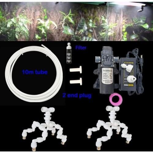 Mist Sprinkler Fogger Pet Cooling System Rainforest tank 360 Adjustable Aquarium Aquatic 4-head Nozzles Reptiles