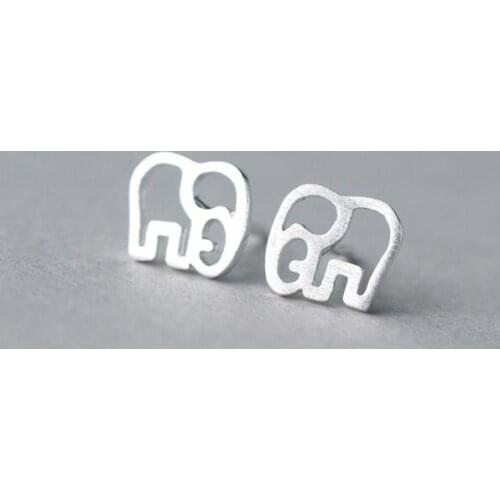 Real. 925 Sterling Silver African Animal Cute Elephant Stud Earrings 925-sterling-silver-Jewelry Stud Earrings GTLE746